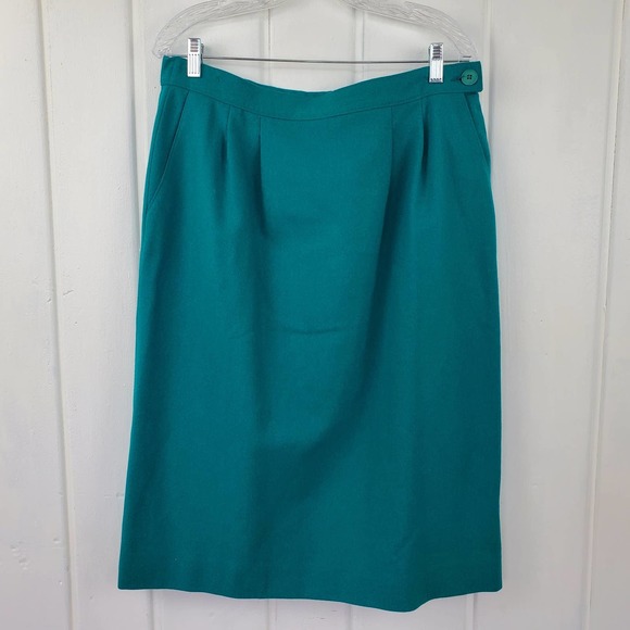 Vintage Miss Pendleton Emerald Green 100% Virgin Wool Skirt Womens Size 16 - Picture 2 of 9